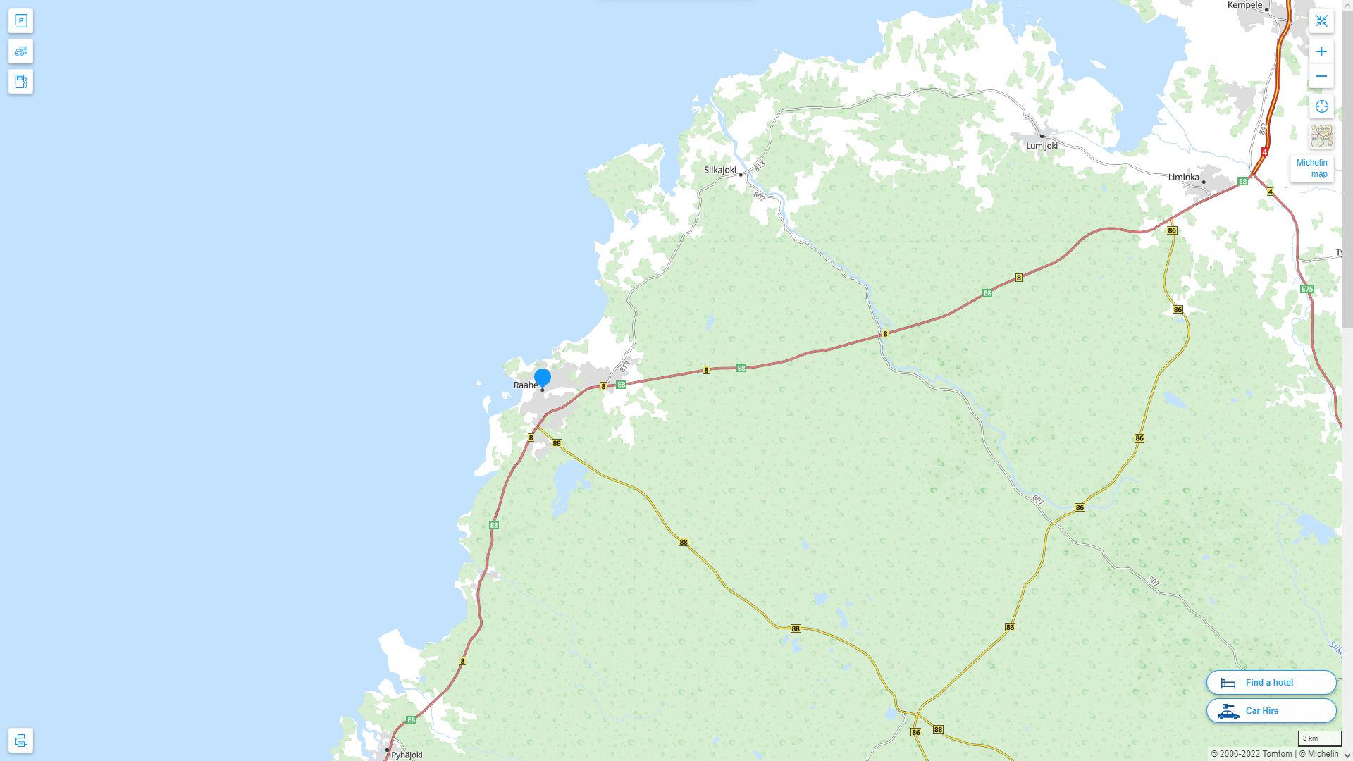 Raahe Finlande Autoroute et carte routiere